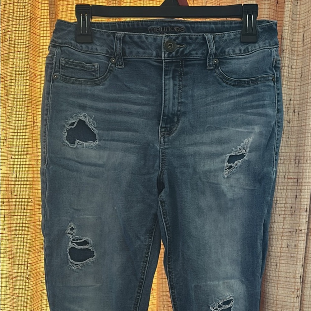 Maurices Distressed Skinny Jeans in Blue